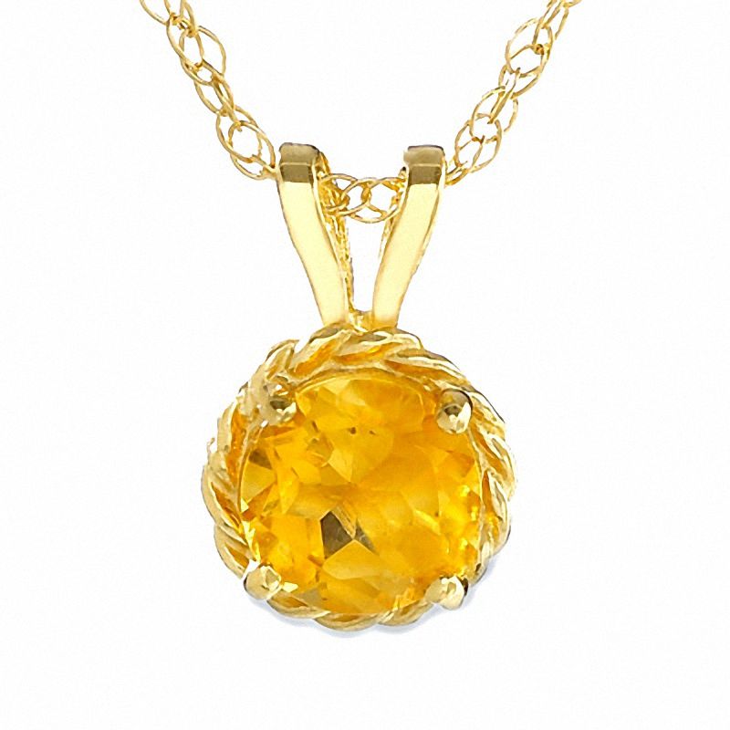 Main Image 1 of Round Citrine Pendant in 14K Gold