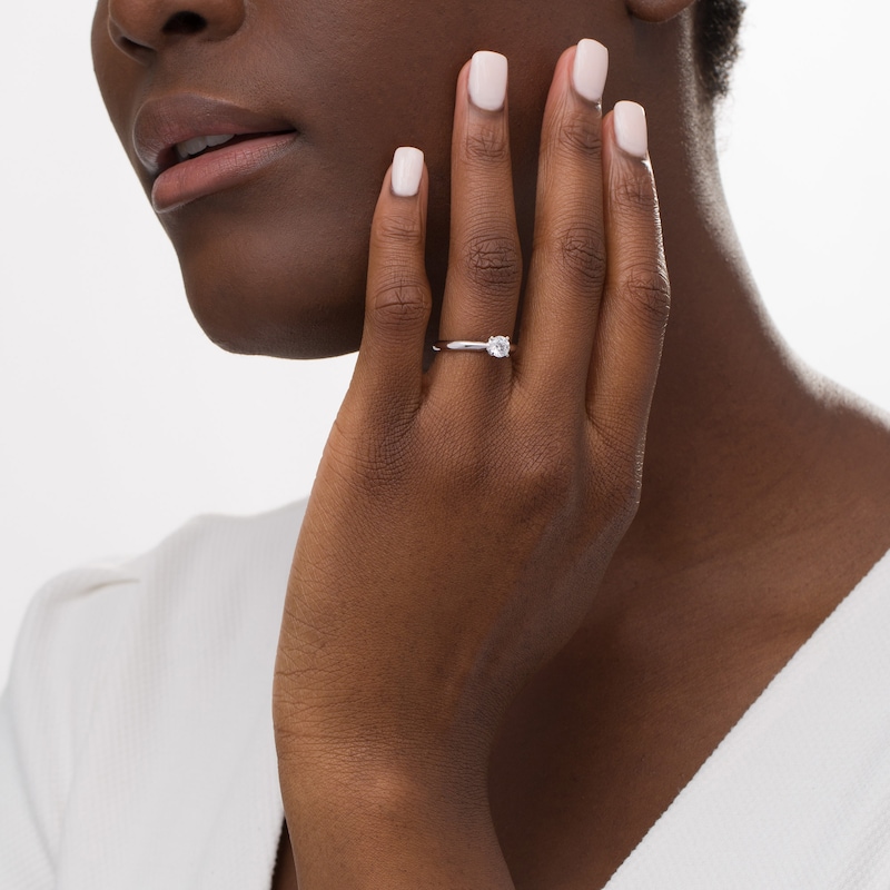 Main Image 2 of 1/2 CT. Certified Diamond Solitaire Engagement Ring in 14K White Gold (J/I1)