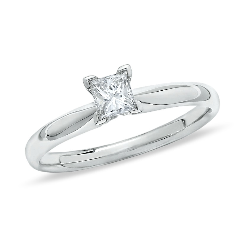 Main Image 1 of 1/3 CT. Princess-Cut Diamond Solitaire Engagement Ring in 14K White Gold