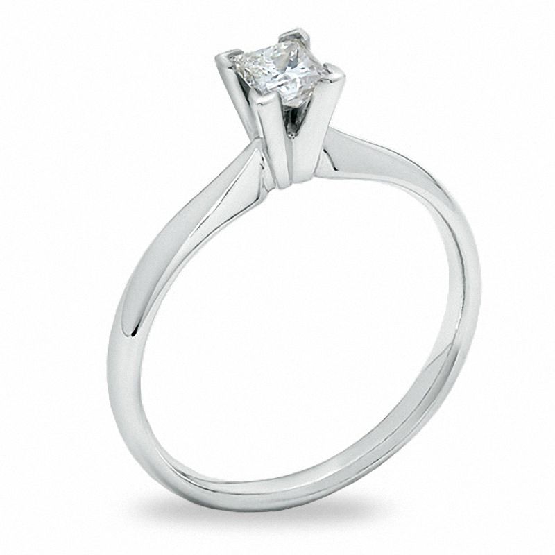 Main Image 2 of 1/3 CT. Princess-Cut Diamond Solitaire Engagement Ring in 14K White Gold