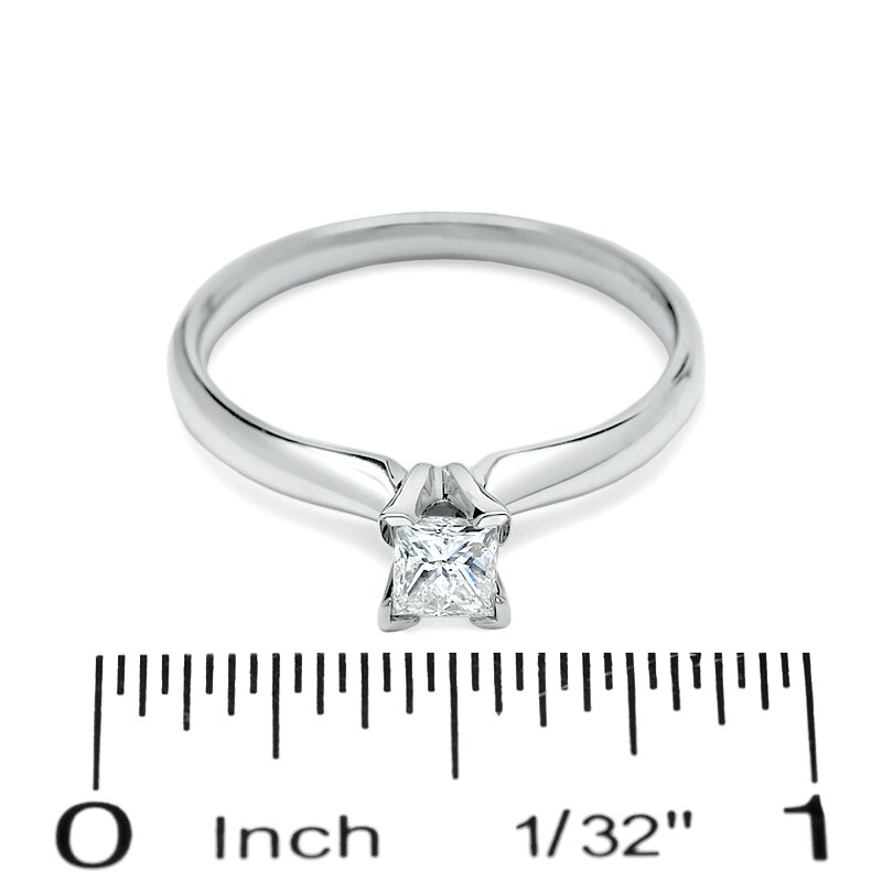 Main Image 3 of 1/3 CT. Princess-Cut Diamond Solitaire Engagement Ring in 14K White Gold