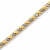 Thumbnail Image 1 of 10K Two-Tone Gold Rectangle Slash Stampato Bracelet - 7.25"