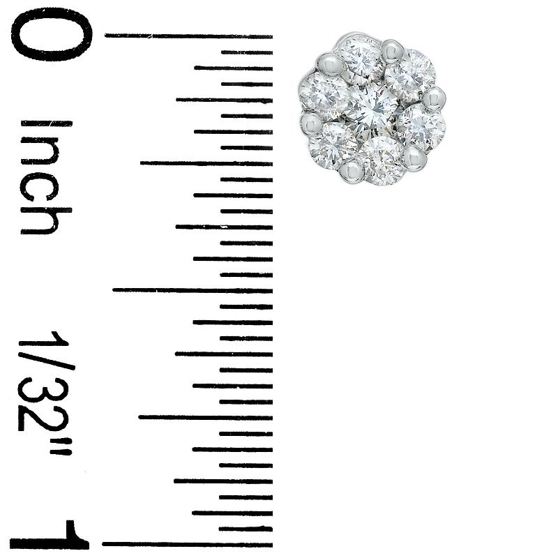 1 CT. T.W. Diamond Flower Earrings in 14K White Gold