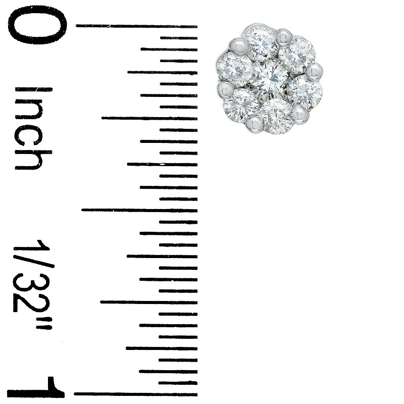 Main Image 2 of 1 CT. T.W. Diamond Flower Earrings in 14K White Gold