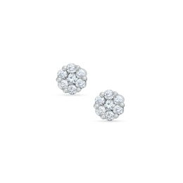 1/4 CT. T.W. Multi-Diamond Flower Earrings in 14K White Gold