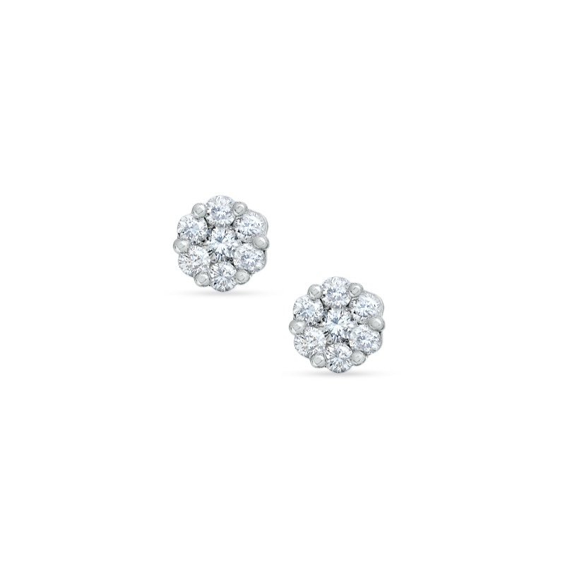1/4 CT. T.W. Diamond Flower Earrings in 14K White Gold