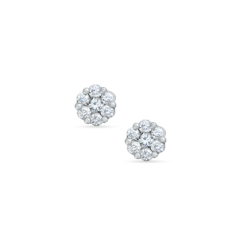 Main Image 1 of 1/4 CT. T.W. Multi-Diamond Flower Earrings in 14K White Gold