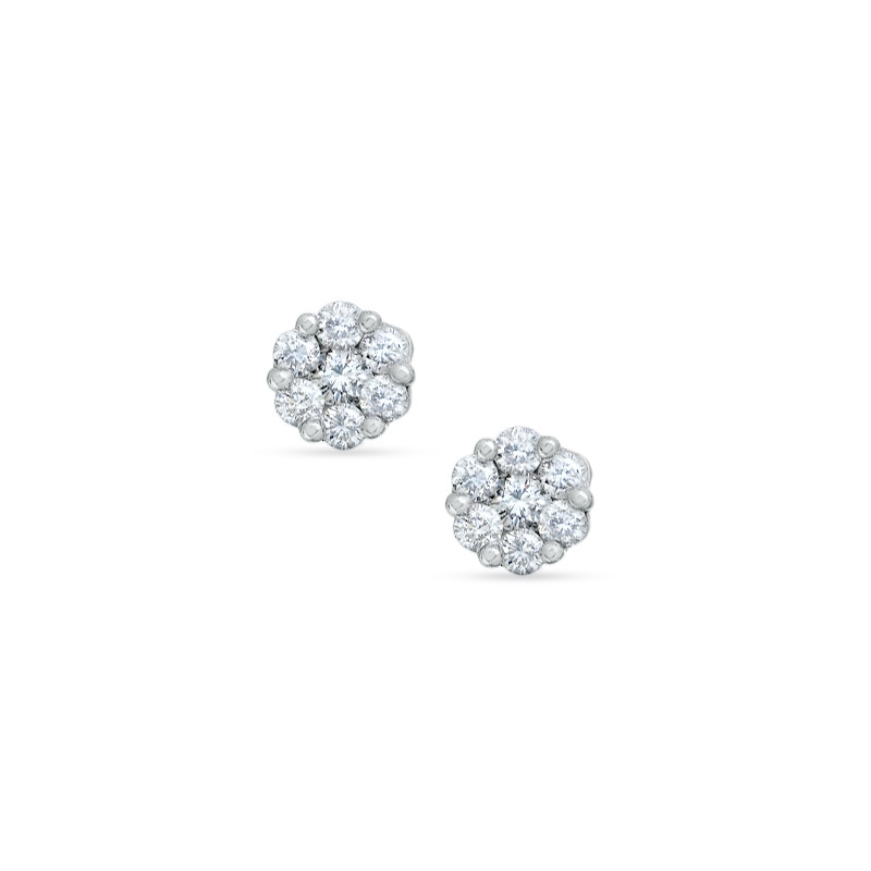 1/4 CT. T.W. Multi-Diamond Flower Earrings in 14K White Gold