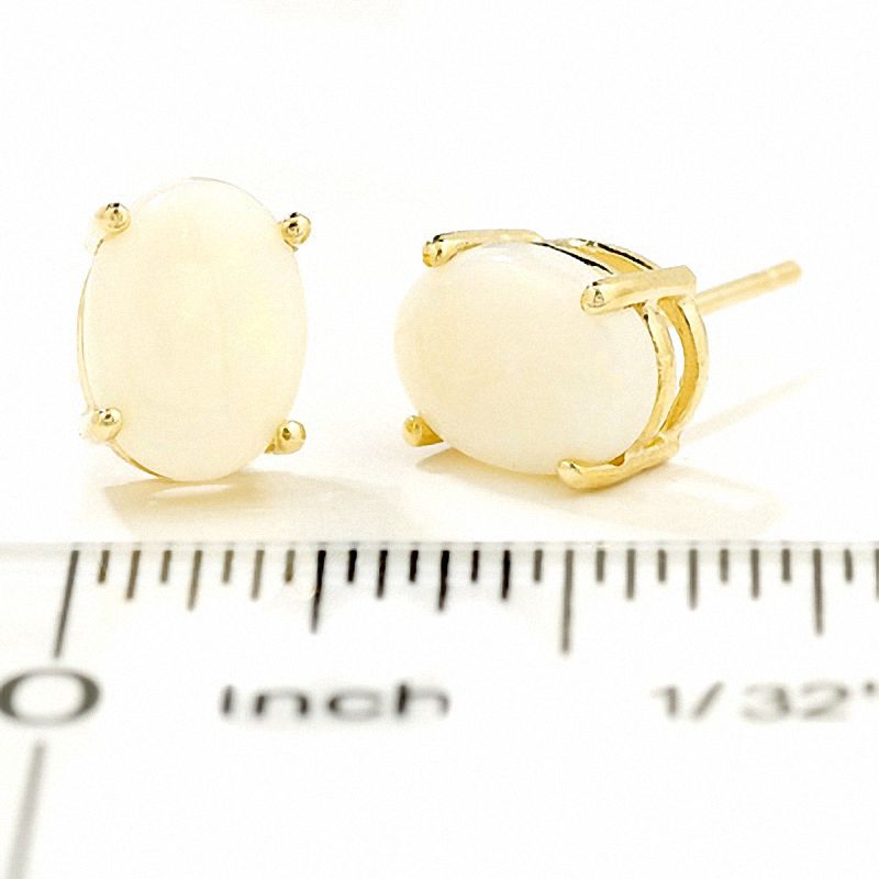 Main Image 2 of Oval Opal Stud Earrings in 14K Gold