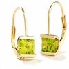 Thumbnail Image 0 of 5.0mm Princess-Cut Peridot Leverback Earrings in 14K Gold