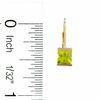 Thumbnail Image 1 of 5.0mm Princess-Cut Peridot Leverback Earrings in 14K Gold