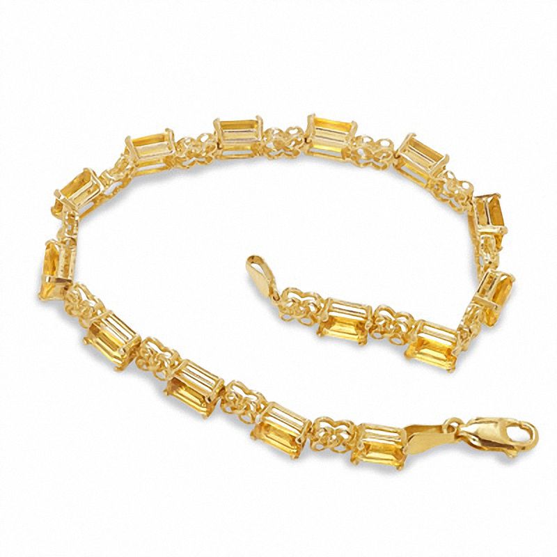 Main Image 1 of Emerald-Cut Citrine Bracelet in 14K Gold