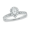 Thumbnail Image 0 of 5/8 CT. T.W. Pear-Shaped Diamond Frame Engagement Ring in 14K White Gold
