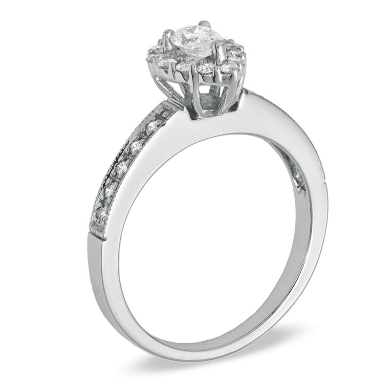 5/8 CT. T.W. Pear-Shaped Diamond Frame Engagement Ring in 14K White Gold