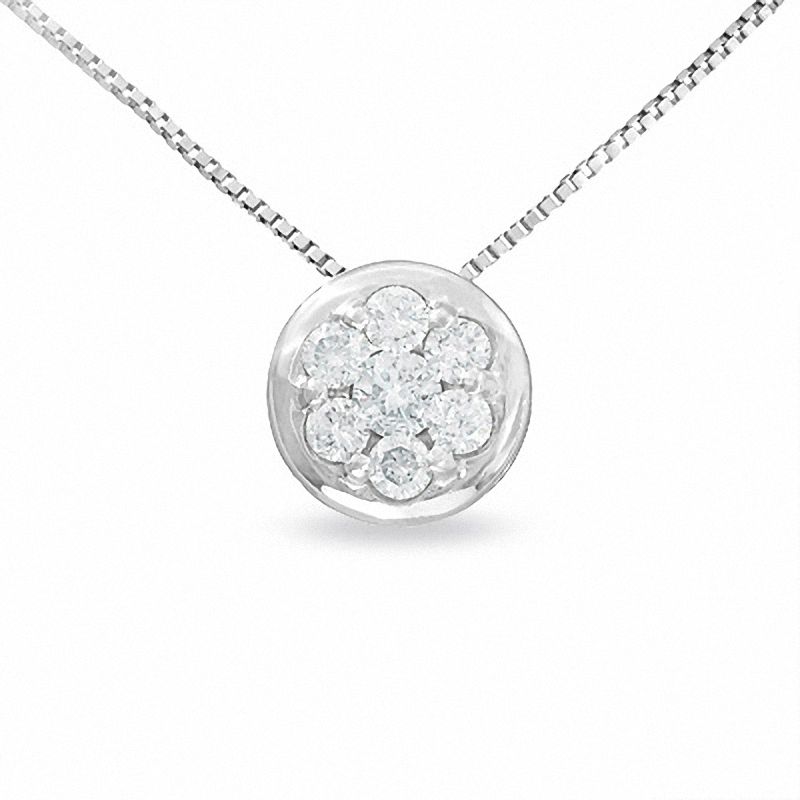 Main Image 1 of 1/4 CT. T.W. Endless Diamonds® Bezel Pendant in 14K White Gold