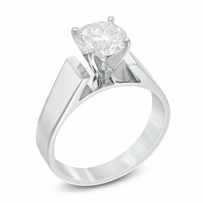 1-1/2 CT. Diamond Solitaire Engagement Wide Band in 14K White Gold