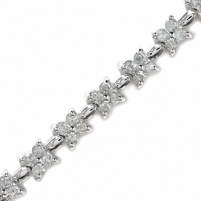 Main Image 1 of 1-7/8 CT. T.W. Diamond Flower Bracelet in 14K White Gold
