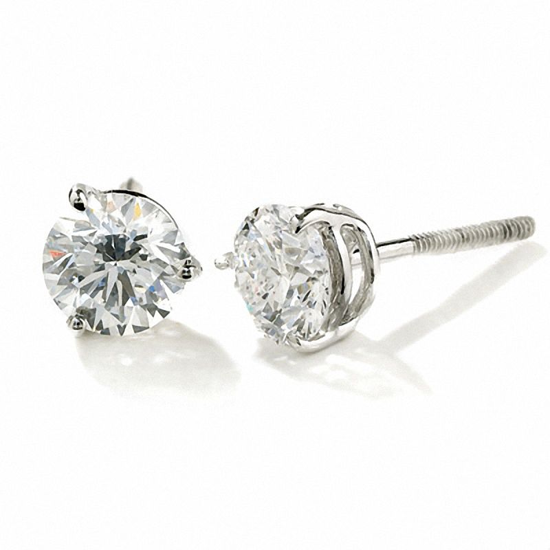 1-1/2 CT. T.W. Colourless Diamond Solitaire Earrings in 14K White Gold