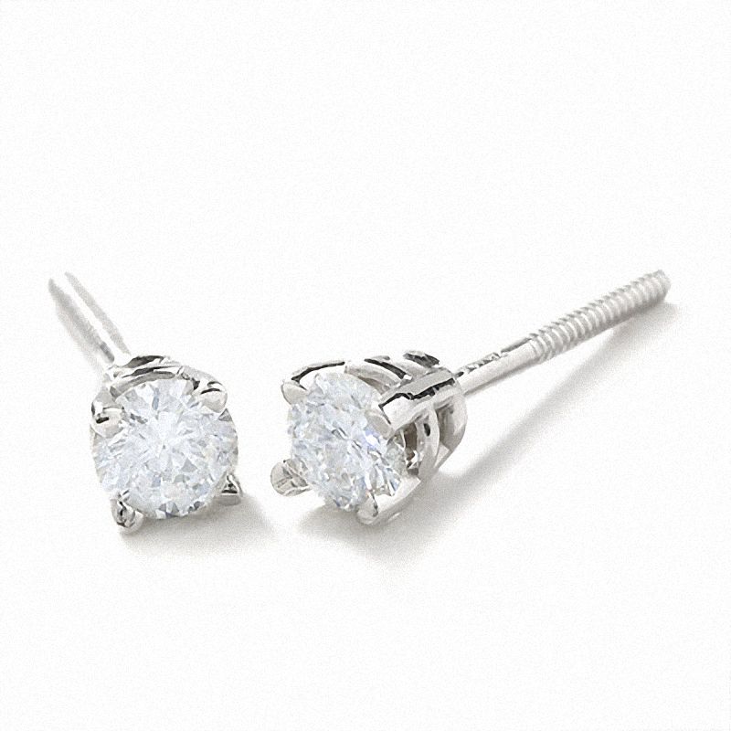 1/4 CT. T.W. Diamond Solitaire Earrings in 14K White Gold