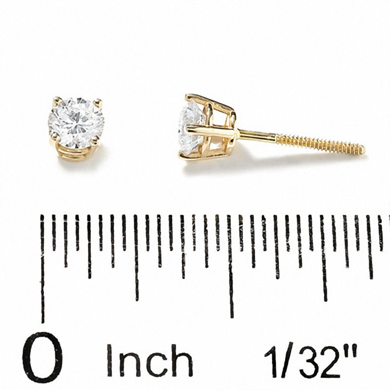 Main Image 2 of 1/2 CT. T.W. Diamond Solitaire Earrings in 14K Gold