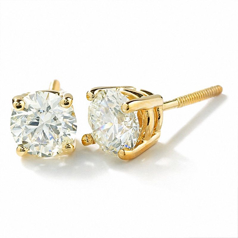 1 CT. T.W. Diamond Solitaire Earrings in 14K Gold