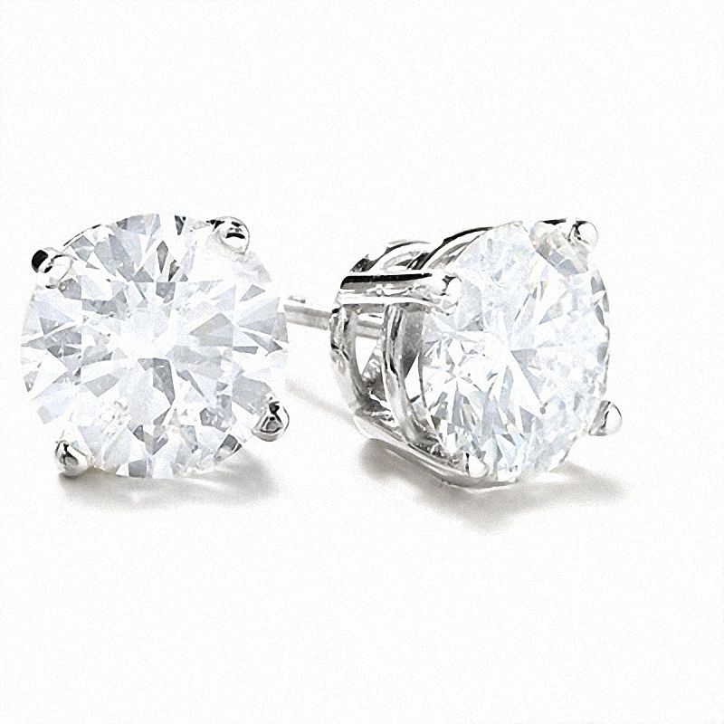 1-1/2 CT. T.W. Diamond Solitaire Earrings in 14K White Gold