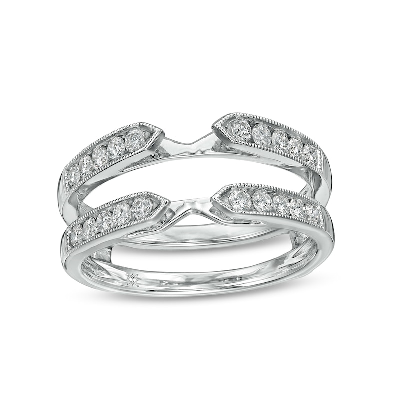 Main Image 1 of 1/2 CT. T.W. Diamond Solitaire Milgrain Edge Wrap in 14K White Gold