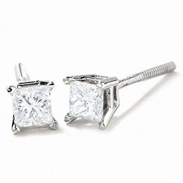 1/4 CT. T.W. Princess-Cut Diamond Solitaire Earrings in 14K White Gold