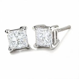 1 CT. T.W. Princess-Cut Diamond Solitaire Earrings in 14K White Gold
