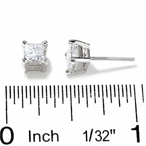 1 CT. T.W. Princess-Cut Diamond Solitaire Earrings in 14K White Gold 1 CT. T.W. Princess-Cut Diamond Solitaire Earrings in 14K White Gold