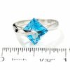 Thumbnail Image 1 of 8.0mm Square Blue Topaz Ring in 14K White Gold