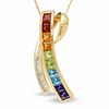 Thumbnail Image 1 of Multi-Gemstone Curl "X" Pendant in 14K Gold with Diamond Accents