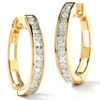 Thumbnail Image 1 of 3/4 CT. T.W. Baguette and Round Diamond Hoop Earrings in 14K Gold