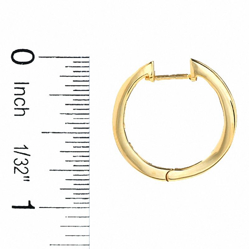 Main Image 2 of 3/4 CT. T.W. Baguette and Round Diamond Hoop Earrings in 14K Gold