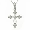 Thumbnail Image 1 of 1/15 CT. T.W. Diamond Milgrain Deco Cross in 14K White Gold