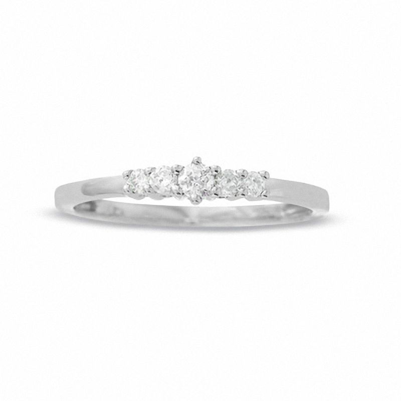 1/6 CT. T.W. Diamond Five Stone Promise Ring in 14K White Gold