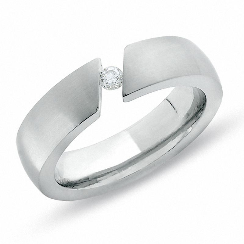 Men's Titanium Diagonal Tension Band with Diamond Accent