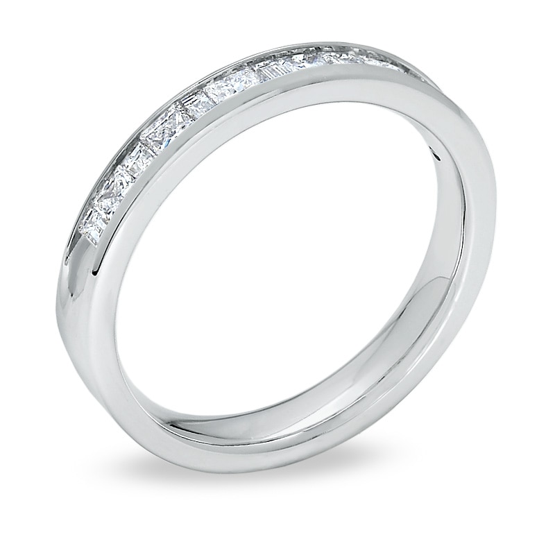 Main Image 2 of 1/2 CT. T.W. Princess-Cut and Baguette Diamond Channel Band in 14K White Gold