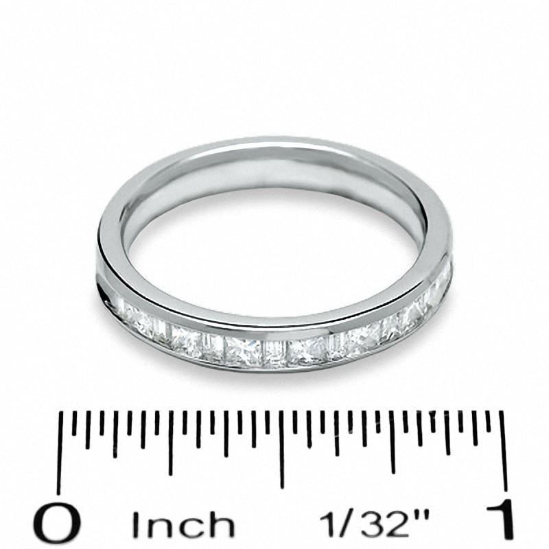 Main Image 3 of 1/2 CT. T.W. Princess-Cut and Baguette Diamond Channel Band in 14K White Gold