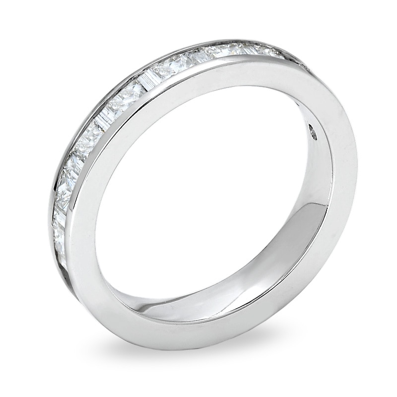1 CT. T.W. Princess-Cut and Baguette Diamond Channel Band in 14K White Gold
