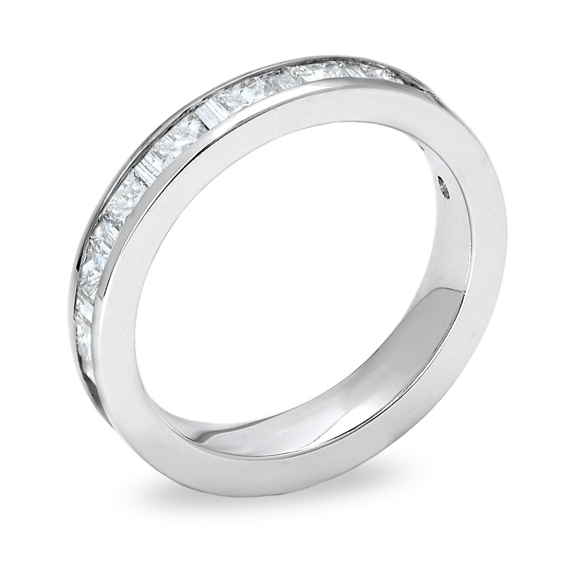 Main Image 2 of 1 CT. T.W. Princess-Cut and Baguette Diamond Channel Band in 14K White Gold