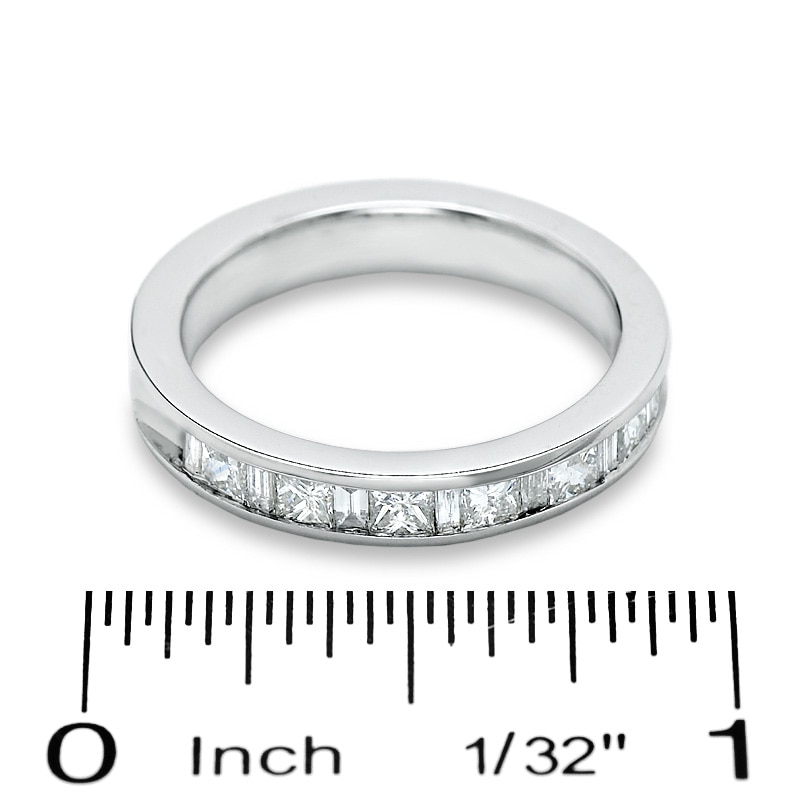 1 CT. T.W. Princess-Cut and Baguette Diamond Channel Band in 14K White Gold