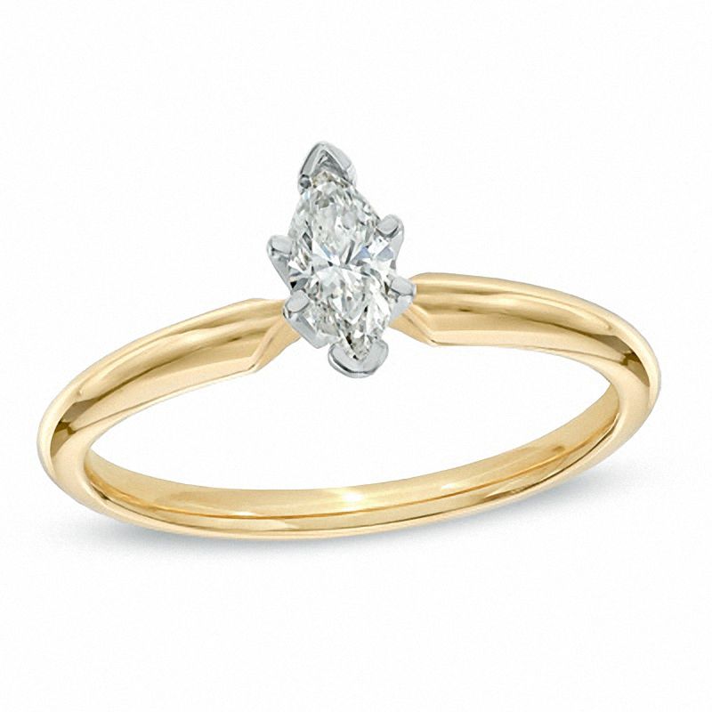 Main Image 1 of 1/4 CT. Marquise Diamond Solitaire Engagement Ring in 14K Gold