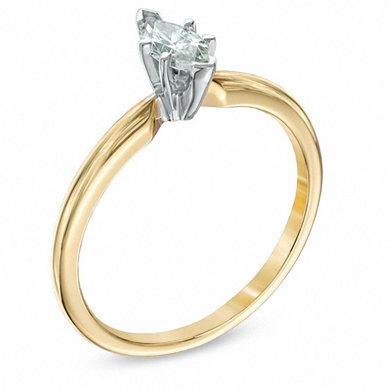 Main Image 2 of 1/4 CT. Marquise Diamond Solitaire Engagement Ring in 14K Gold