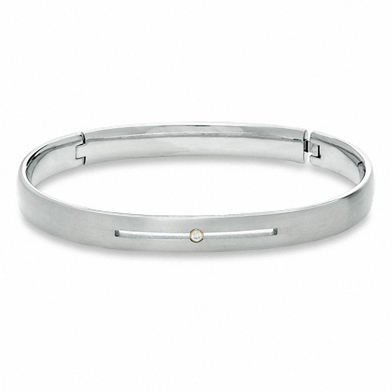 Main Image 1 of Titanium Open Link Bangle with Diamond Accent Center