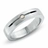 Thumbnail Image 1 of Titanium Flat Diamond Groove Ring with Diamond Accent