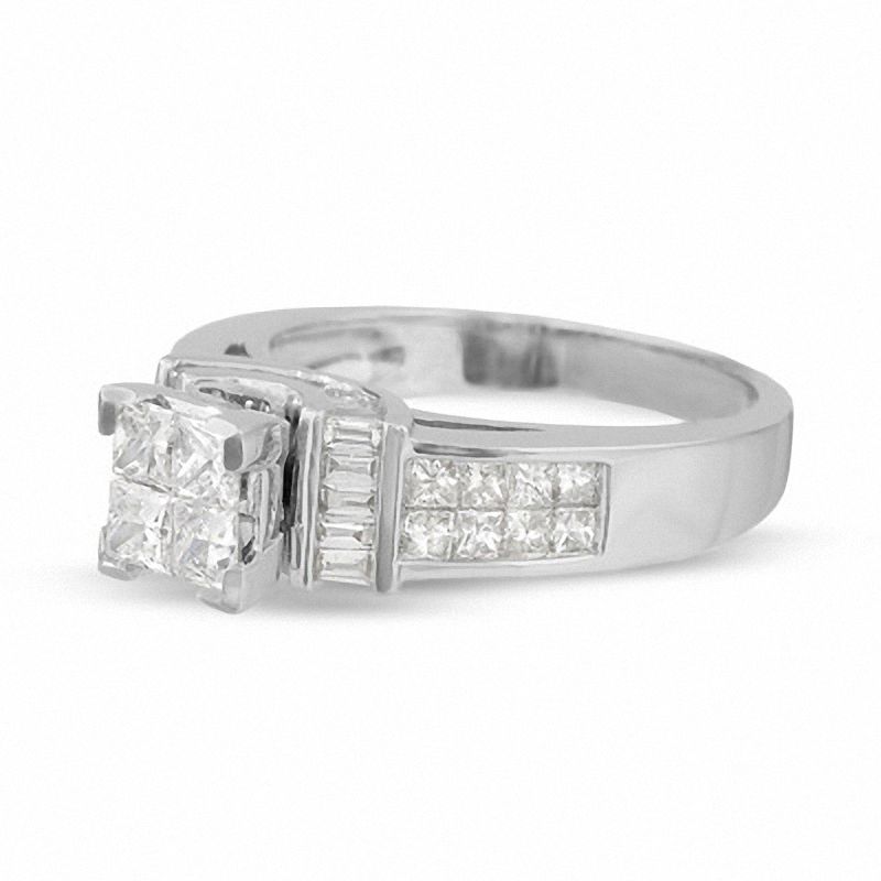 1-3/8 CT. T.W. Princess-Cut Composite Diamond Ring in 14K White Gold
