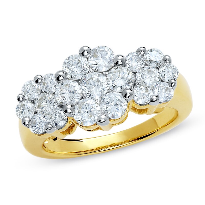 Main Image 1 of 2 CT. T.W. Diamond Three Stone Flower Ring in 14K Gold