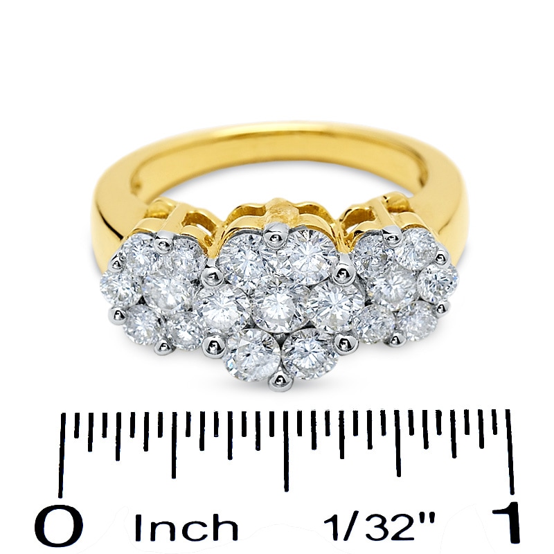 2 CT. T.W. Diamond Three Stone Flower Ring in 14K Gold