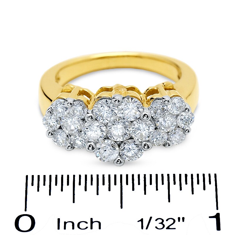 Main Image 3 of 2 CT. T.W. Diamond Three Stone Flower Ring in 14K Gold